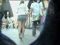 The upskirt cam hidden in my cloths is recording the enticing street upskirt!